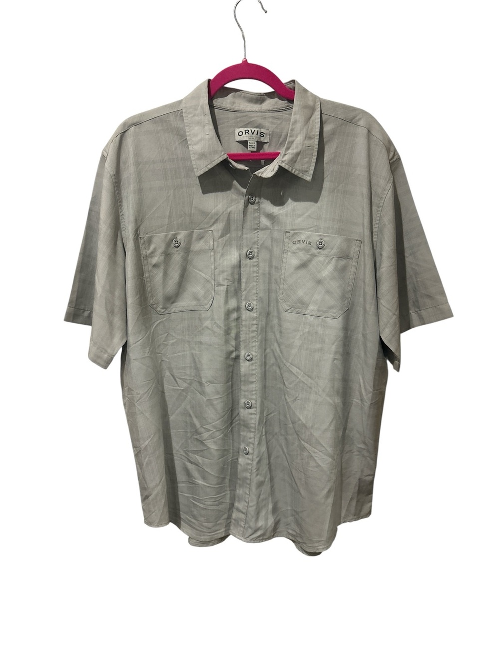 Orvis Men's Short-Sleeve Button-Down Shirt - Light Gray with light pattern
